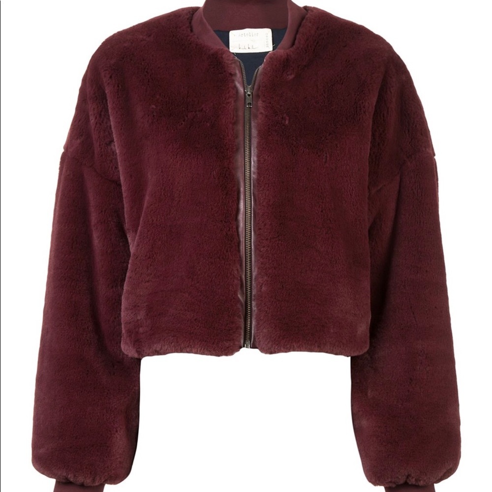NICOLE MILLER faux fur bomber jacket